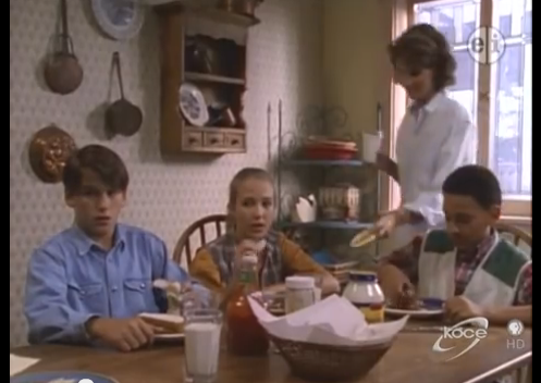 I think all three of the kids were supposed to be staring at Max, but clearly the kid playing David felt that his character would be more focused on eating lunch.